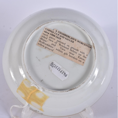 59 - AN EARLY 19TH CENTURY CHAMBERLAINS WORCESTER CUP AND SAUCER Ex Bonhams, finely painted in en grisail... 