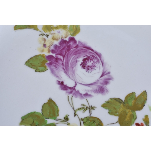 6 - AN ANTIQUE VIENNA PORCELAIN BOTANICAL PLATE painted with flowers. 24 cm wide.