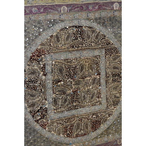 A Rajasthani fine metal thread and embroidered textile panel 135 x 85cm