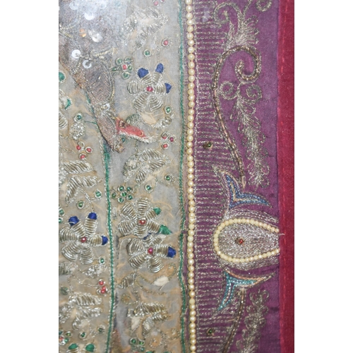 A Rajasthani fine metal thread and embroidered textile panel 135 x 85cm