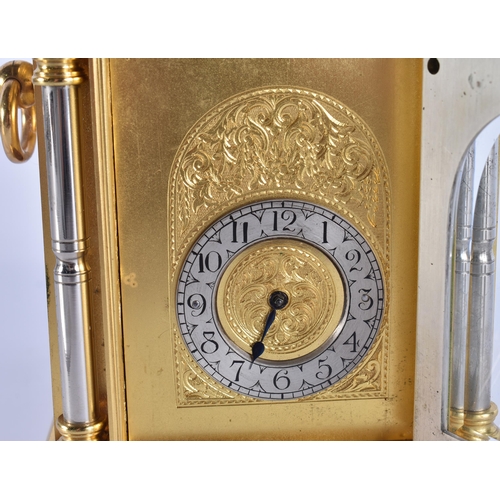100H - A FINE 19TH CENTURY ENGLISH GILT AND SILVERED BRONZE CLOCK with silvered dial and finely decorated f... 