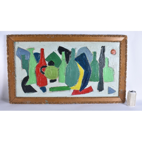 100C - Attributed to Nicolas De Stadt (20th Century) Oil on board, Abstract still life. 92 cm x 54 cm, actu... 