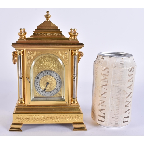 100H - A FINE 19TH CENTURY ENGLISH GILT AND SILVERED BRONZE CLOCK with silvered dial and finely decorated f... 
