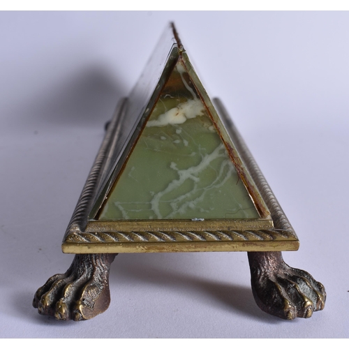 112 - A CHARMING ART DECO ONYX AND BRONZE GILDED RECEPTION SIGN. 30 cm wide.