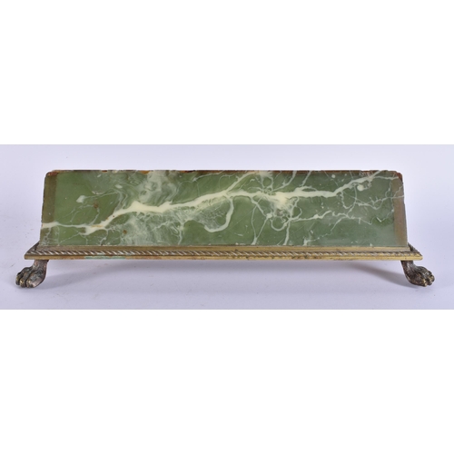 112 - A CHARMING ART DECO ONYX AND BRONZE GILDED RECEPTION SIGN. 30 cm wide.