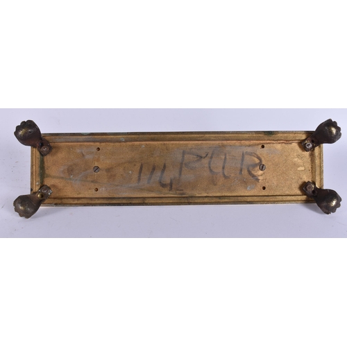 112 - A CHARMING ART DECO ONYX AND BRONZE GILDED RECEPTION SIGN. 30 cm wide.