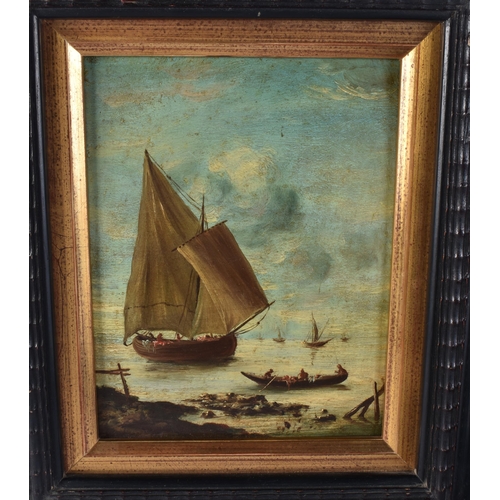 113 - Italian School (19th Century) Grand Tour, 4 x Oil on boards, ebonised frames. 30 cm x 22 cm. (4)