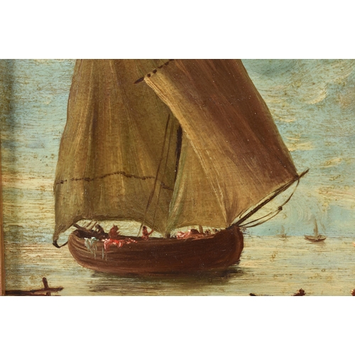 113 - Italian School (19th Century) Grand Tour, 4 x Oil on boards, ebonised frames. 30 cm x 22 cm. (4)