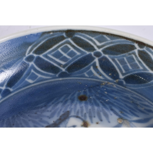 115 - AN 18TH CENTURY JAPANESE EDO PERIOD BLUE AND WHITE PORCELAIN BOWL painted with figures. 14 cm wide.