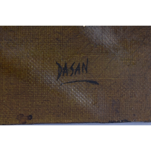 118 - American School (19th Century) Folk Art, Oil on canvas, Race horse. 92 cm x 60 cm. Provenance: Ameri... 