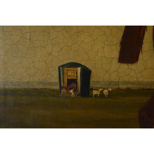 118 - American School (19th Century) Folk Art, Oil on canvas, Race horse. 92 cm x 60 cm. Provenance: Ameri... 