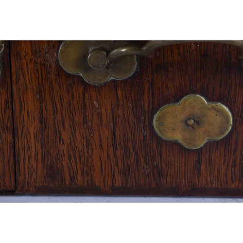 124 - AN 18TH/19TH CENTURY CHINESE CARVED HUANGHUALI WOOD TRAVELLING VANITY CASE with mirror and removable... 