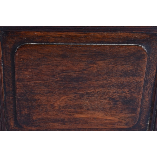 124 - AN 18TH/19TH CENTURY CHINESE CARVED HUANGHUALI WOOD TRAVELLING VANITY CASE with mirror and removable... 