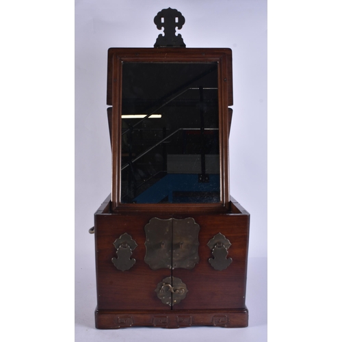 128 - A LARGE 19TH CENTURY CHINESE CARVED HARDWOOD VANITY CASE Qing. 38 cm x 28 cm x 22 cm.