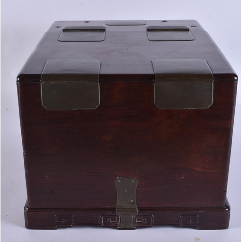 128 - A LARGE 19TH CENTURY CHINESE CARVED HARDWOOD VANITY CASE Qing. 38 cm x 28 cm x 22 cm.
