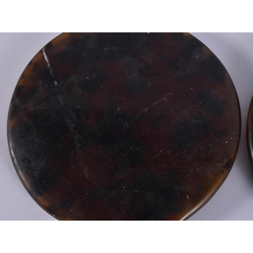 13 - THREE VINTAGE FAUX TORTOISESHELL VANITY MIRRORS. 34 cm long. (3)