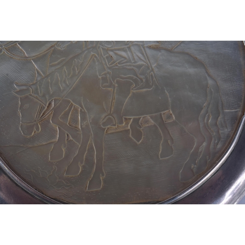 172 - AN 18TH CENTURY CONTINENTAL SILVER AND MOTHER OF PEARL SNUFF BOX AND COVER decorated with figures on... 