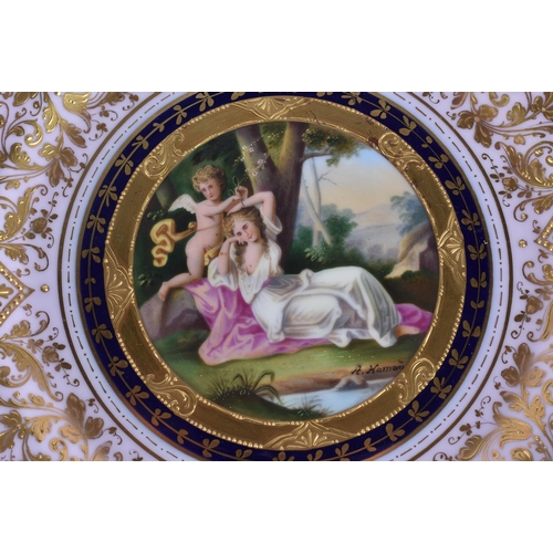 180A - A SUITE OF EARLY 20TH CENTURY AUSTRIAN VIENNA PORCELAIN DESSERT WARES painted with figures in variou... 