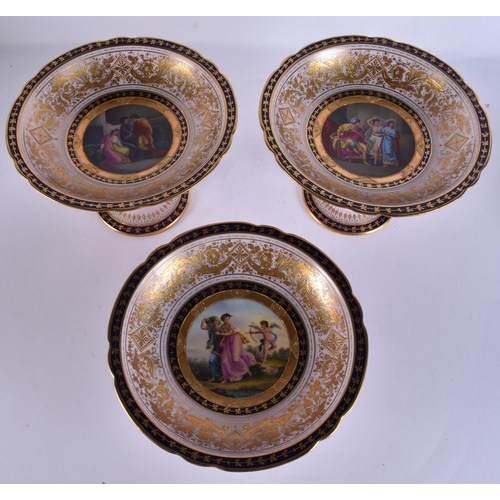 180A - A SUITE OF EARLY 20TH CENTURY AUSTRIAN VIENNA PORCELAIN DESSERT WARES painted with figures in variou... 