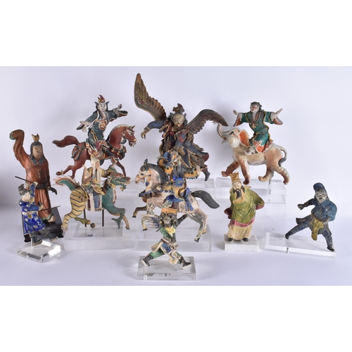 180B - A RARE SET OF CHINESE QING DYNASTY POTTERY FIGURES AND IMMORTALS in various forms and sizes. Largest... 