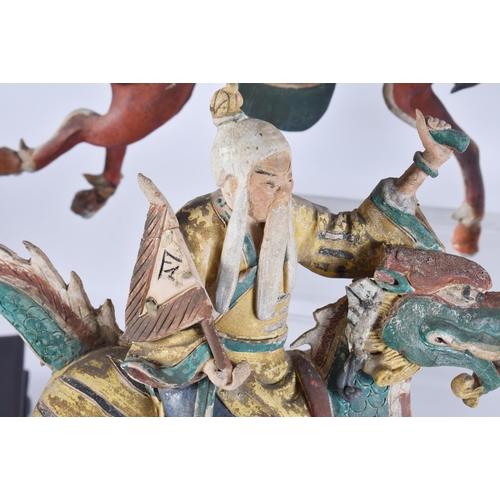 180B - A RARE SET OF CHINESE QING DYNASTY POTTERY FIGURES AND IMMORTALS in various forms and sizes. Largest... 