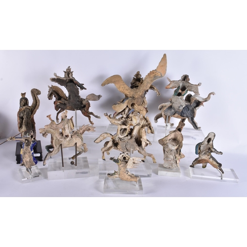 180B - A RARE SET OF CHINESE QING DYNASTY POTTERY FIGURES AND IMMORTALS in various forms and sizes. Largest... 