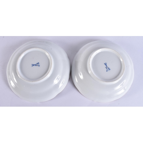 180D - AN ANTIQUE GERMAN MEISSEN PORCELAIN TETE A TETE TEASET ON TRAY painted with figures within landscape... 