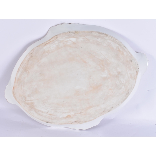 180D - AN ANTIQUE GERMAN MEISSEN PORCELAIN TETE A TETE TEASET ON TRAY painted with figures within landscape... 