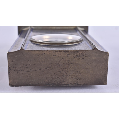 200C - AN ART DECO FRENCH SILVER AND ENAMEL CLOCK. 397 grams overall. 14 cm x 8 cm.