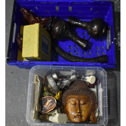 205 - TWO BOXES OF CHINESE COLLECTABLES. (qty)