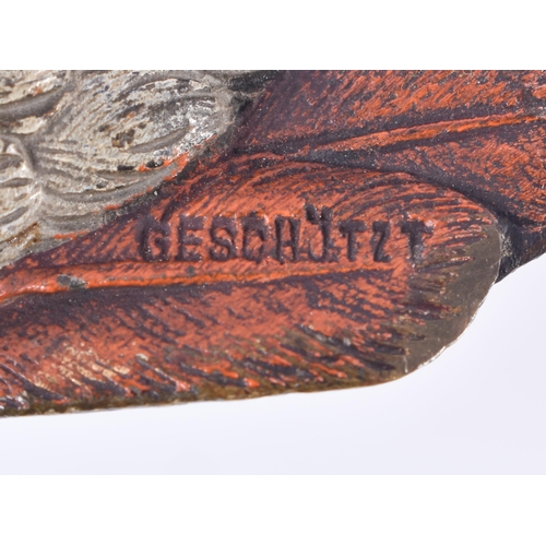 20H - A LATE 19TH CENTURY AUSTRIAN COLD PAINTED BRONZE PARROT by Franz Xavier Bergmann. 10 cm x 12 cm.