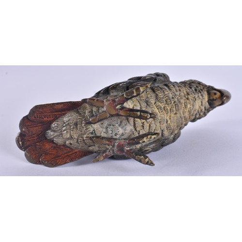 20H - A LATE 19TH CENTURY AUSTRIAN COLD PAINTED BRONZE PARROT by Franz Xavier Bergmann. 10 cm x 12 cm.