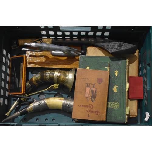 210 - ASSORTED COLLECTABLES including powder horns. (qty)