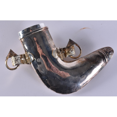 23 - A MIDDLE EASTERN OMANI SILVER CASED JAMBIYA DAGGER. 697 grams overall. 28 cm x 16 cm.