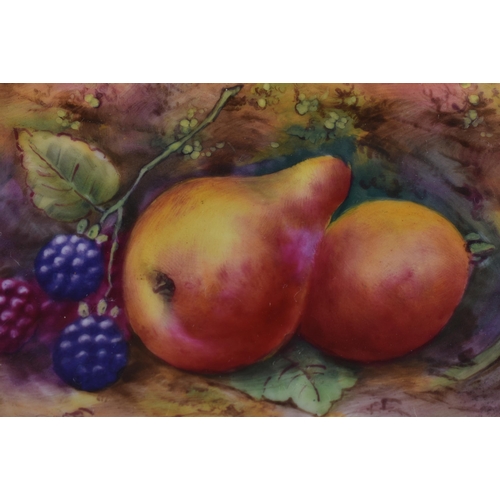 231 - A ROYAL WORCESTER FRUIT PAINTED PORCELAIN DISH by Townsend. 17 cm wide.