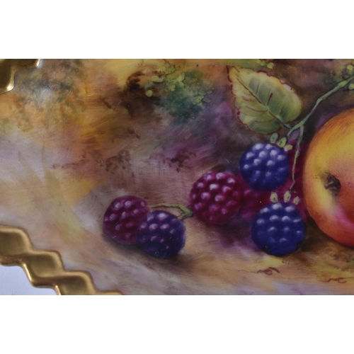 231 - A ROYAL WORCESTER FRUIT PAINTED PORCELAIN DISH by Townsend. 17 cm wide.
