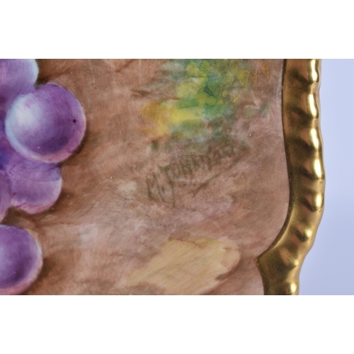 238 - A ROYAL WORCESTER FRUIT PAINTED PORCELAIN PLATE by Johnson. 24 cm wide.