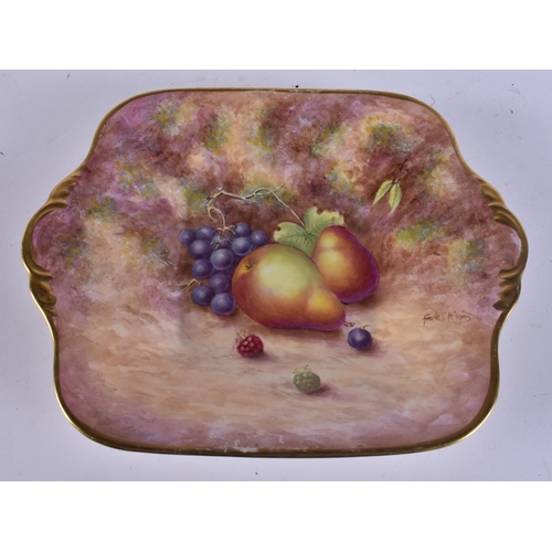 239 - A ROYAL WORCESTER ARTIST FRUIT PAINTED PORCELAIN DISH by Frank Higgins. 26 cm wide.