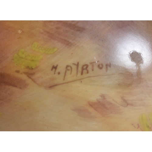 245 - A ROYAL WORCESTER FRUIT PAINTED PORCELAIN JUG together with a similar bowl by Ayrton. (2)