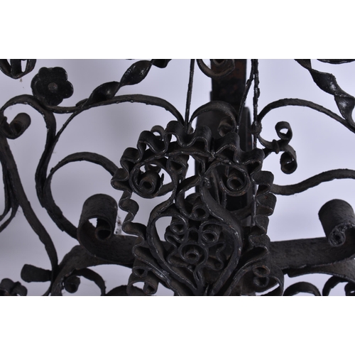 27 - A LARGE AND UNUSUAL PAIR OF ARTS AND CRAFTS FIRESIDE ANDIRONS. 95 cm x 25 cm.