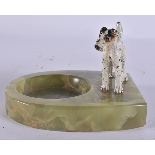 271 - AN ART DECO COLD PAINTED SCOTTIE DOG ASHTRAY together with an unusual early Victorian ebonised flowe... 