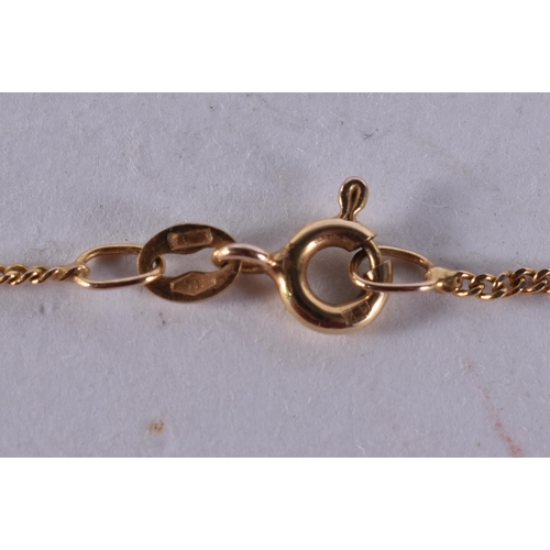 282 - AN EDWARDIAN 9CT GOLD AND OPAL NECKLACE. 3.3 grams. 42 cm long, pendant 3.75 cm x 1.25 cm.