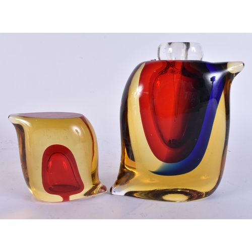 363 - TWO ITALIAN MURANO GLASS SCULPTURES. Largest 18 cm x 12 cm. (2)