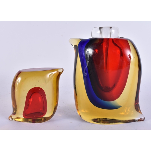 363 - TWO ITALIAN MURANO GLASS SCULPTURES. Largest 18 cm x 12 cm. (2)