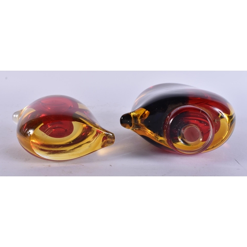 363 - TWO ITALIAN MURANO GLASS SCULPTURES. Largest 18 cm x 12 cm. (2)