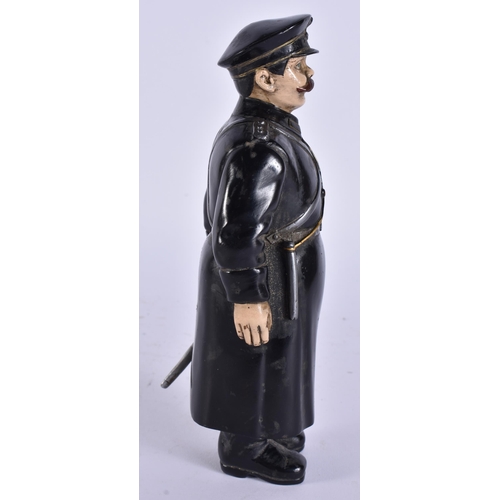 369 - A CONTINENTAL COLD PAINTED BRONZE POLICEMAN. 19 cm high.