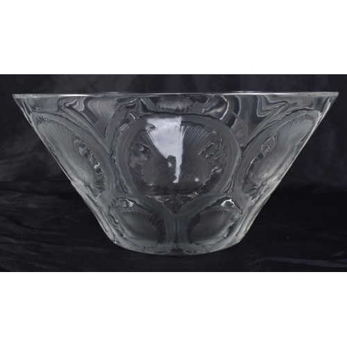 370 - A LARGE FRENCH LALIQUE GLASS THISTLE BOWL. 24 cm wide.