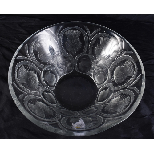 370 - A LARGE FRENCH LALIQUE GLASS THISTLE BOWL. 24 cm wide.