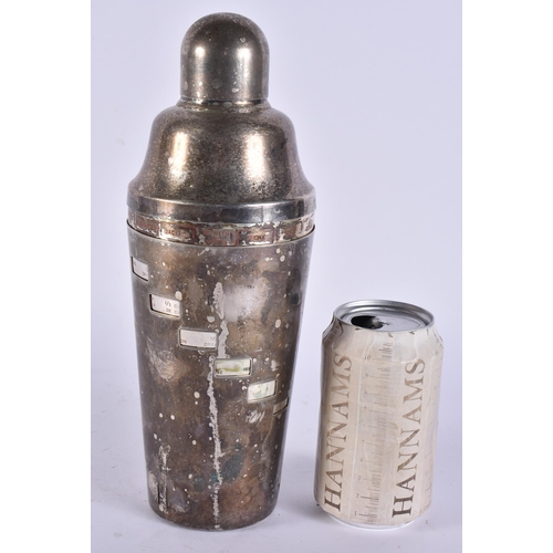 373 - AN ART DECO NAPIER SILVER PLATED COCKTAIL SHAKER. 27 cm high.