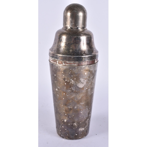 373 - AN ART DECO NAPIER SILVER PLATED COCKTAIL SHAKER. 27 cm high.